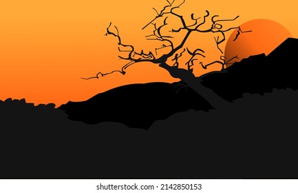 background design Bush silhouette at sunset
fit for background, postcard, etc.