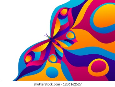 Background design with butterfly. Colorful bright abstract insect.