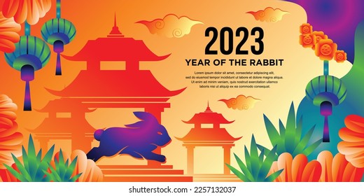 Background design for chinese new year with modern pop art colors