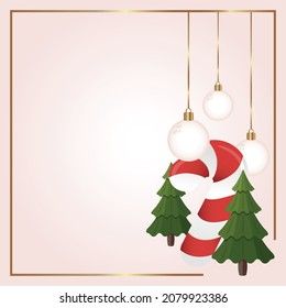 Diseño de fondo para diseños navideños. dulce de Navidad, adorno de Navidad y árbol de Navidad.
