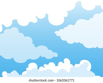 Background design with clouds in blue sky illustration