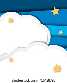 Diseño de fondo con ilustración de nubes y estrellas