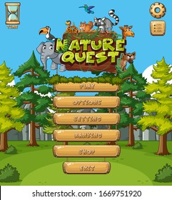 Background design for computer game with forest background illustration