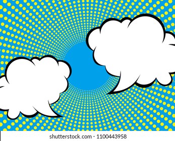 Background design of the concentration line represented by the dot and design of the comment balloon | Blue