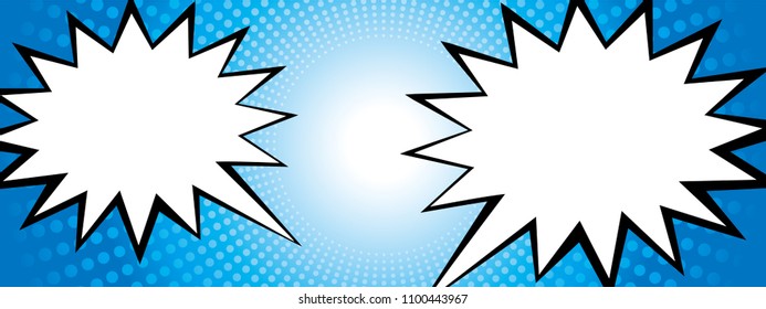 Background design of the concentration line represented by the dot and design of the comment balloon | Blue