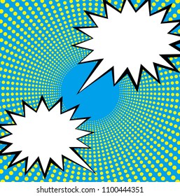 Background design of the concentration line represented by the dot and design of the comment balloon | Blue