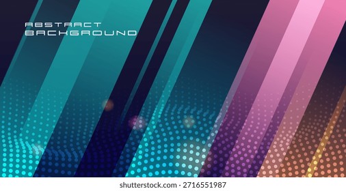 Background and Design Concept
Image Style: Abstract graphic background with multiple overlapping slanted vertical lines in various gradient shades.
Main Colors: Tones of blue–navy–turquoise, transitioning to pink–purple–golden orange. Some sections have dotted patterns at the bottom to create texture.
Design Concept: Emphasizes a modern aesthetic, using rhythmic color stripes to create movement and depth in the image.