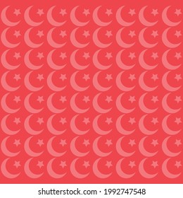 Background design with crescent and star. It is also a design similar to the Turkish flag.