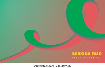 Diseño de fondo con verde oscuro a la izquierda y rojo calmado a la derecha. ondeando una línea atrevida en verde y rojo. bueno para el día de la independencia de Burkina Faso