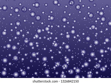 Background for design and decoration, blue bubbles on gradient blue background