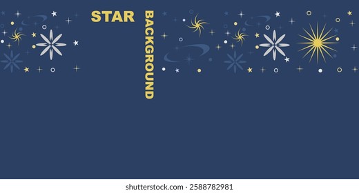 Background design with decoration made of beautiful star flakes in modern line art style. Vector illustration