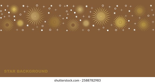 Background design with decoration made of beautiful star flakes in modern line art style. Vector illustration