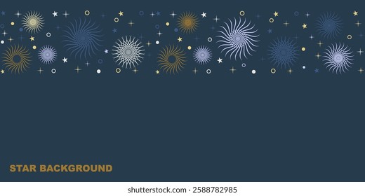 Background design with decoration made of beautiful star flakes in modern line art style. Vector illustration