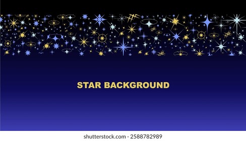 Background design with decoration made of beautiful star flakes in modern line art style. Vector illustration