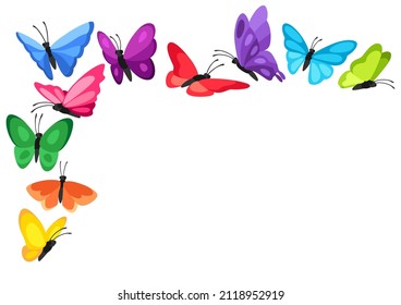 Background design with decorative butterflies. Colorful abstract insects.