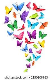 Background design with decorative butterflies. Colorful abstract insects.