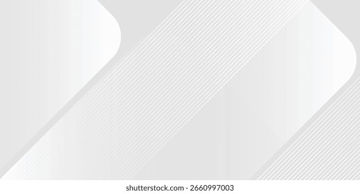 background design with diagonal line pattern in grey colour. Vector white horizontal template for business banner, luxury.