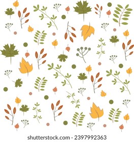 Background design of different autumn leaves falling beautifully