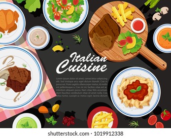Background design with different types of food illustration