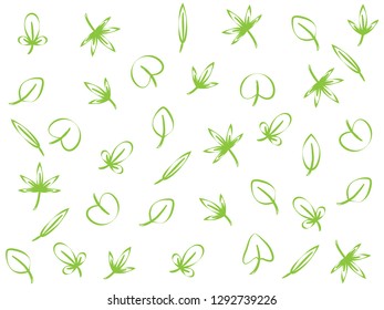 Background design with different types green of leaves
