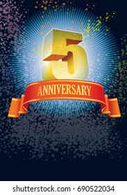 Background with design elements for the poster celebrating fifth anniversary