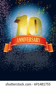 Background with design elements for the poster celebrating tenth anniversary