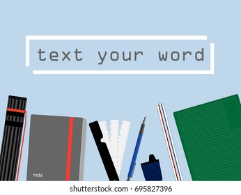 Background design of engineer or architect work and study tools with space for text. Vector illustration.