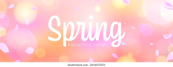 Background design with falling cherry blossom petals