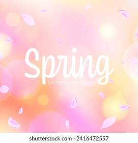 Background design with falling cherry blossom petals