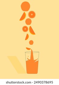 background design with falling oranges becoming orange juice.wallpaper,template,restaurant