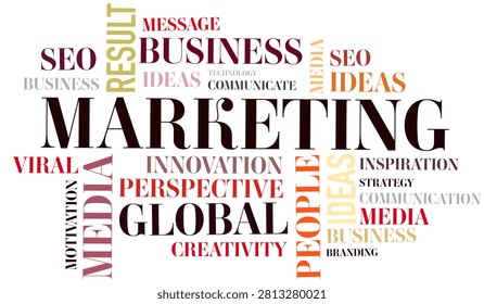 A background design featuring typography in the form of a word cloud on the topics of marketing and business. EPS 10.