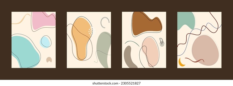 Background design with floral and hand drawn organic shapes textures. Abstract minimal trendy style wallpaper. Vector illustration.	