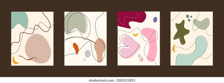 Diseño de fondo con texturas de formas orgánicas florales y dibujadas a mano. Resumen de fondo de pantalla de estilo minimalista. Ilustración vectorial.	