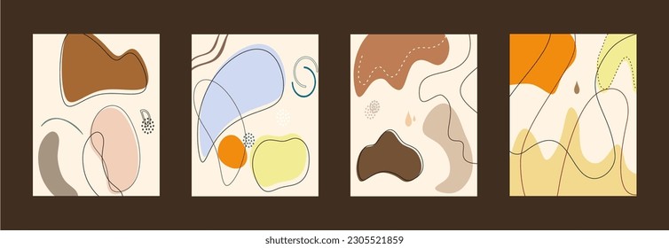 Diseño de fondo con texturas de formas orgánicas florales y dibujadas a mano. Resumen de fondo de pantalla de estilo minimalista. Ilustración vectorial.	