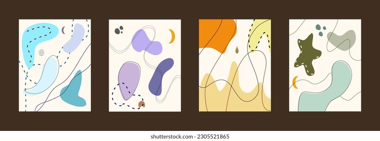 Background design with floral and hand drawn organic shapes textures. Abstract minimal trendy style wallpaper. Vector illustration.	