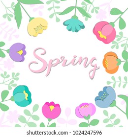 Background design with flowers and leaves for sping holidays greeting cards, advertising, banners. Women's day, 8 March, Valentines day.