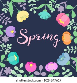 Background design with flowers and leaves for sping holidays greeting cards, advertising, banners. Women's day, 8 March, Valentines day.
