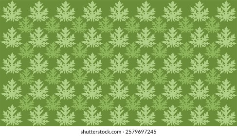 Background design in the form of a vector image of green papaya leaves, arranged repeatedly with green nuances that give a fresh and lively impression