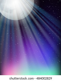 Background design with fullmoon and stars illustration