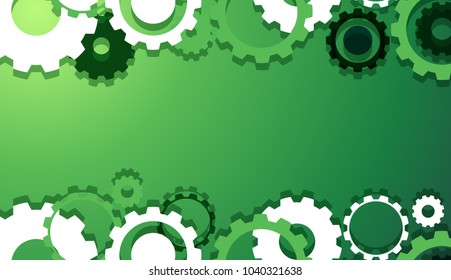 Diseño de fondo con engranajes en la ilustración verde