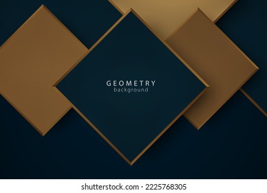 Background design with geometric shapes. Squares and rhombuses on a dark background.