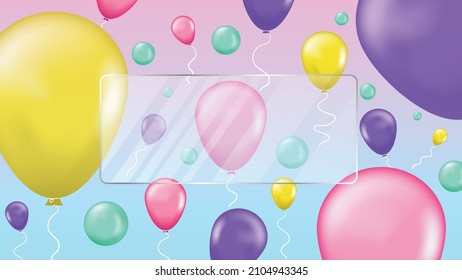 un diseño de fondo con un marco de globo de vidrio para una celebración de un día especial