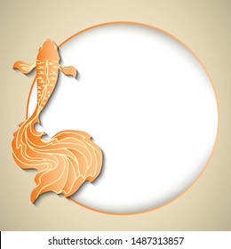 Background design with Golden Koi Carp or Goldfish frame.Place for text.Isolate background illustration vector