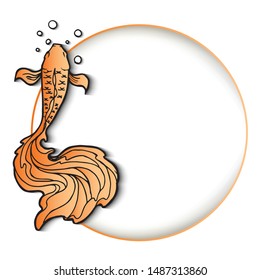 Background design with Golden Koi Carp or Goldfish frame.Place for text.Isolate background illustration vector