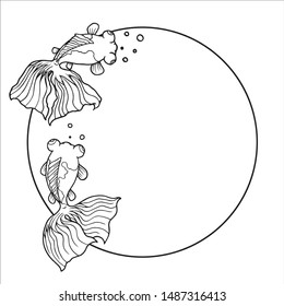 Background design with Golden Koi Carp or Goldfish frame.Place for text.Isolate background illustration vector