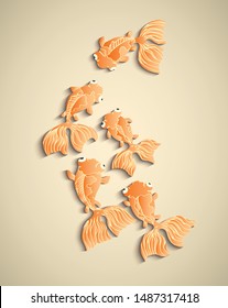 Background design with Golden Koi Carp or Goldfish frame.Place for text.Isolate background illustration vector