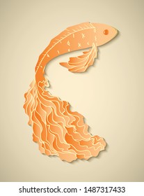 Background design with Golden Koi Carp or Goldfish frame.Place for text.Isolate background illustration vector