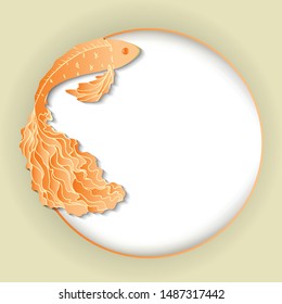Background design with Golden Koi Carp or Goldfish frame.Place for text.Isolate background illustration vector