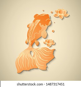 Background design with Golden Koi Carp or Goldfish frame.Place for text.Isolate background illustration vector