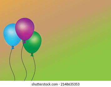 Background Design With Gradient Color And Baloon Icon Vector. Illustration Suitable For Celebration Happy Birthday, Happy Aniversary And Web Design.